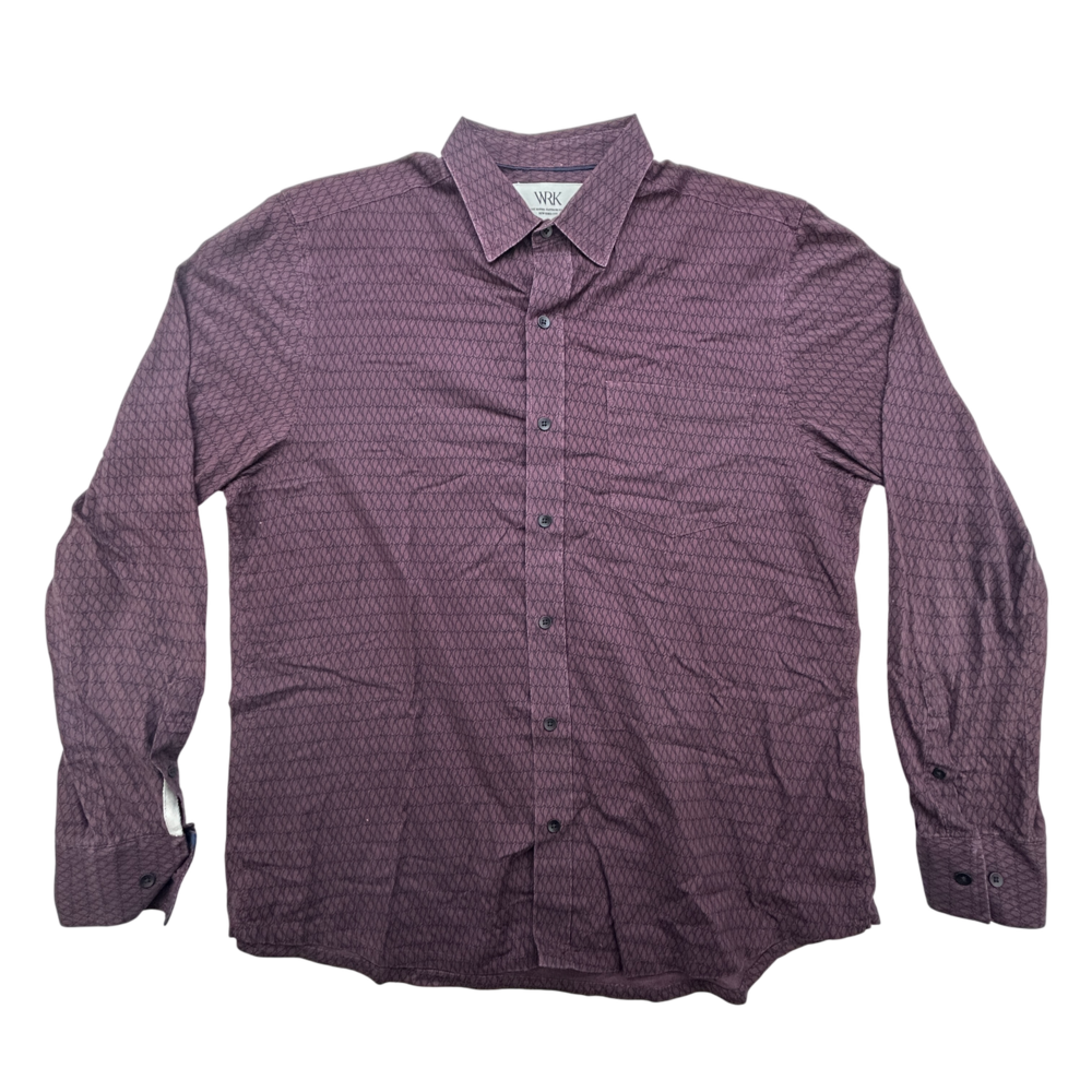WRK Shirt Mens Medium Reworked Geometric Pattern Button Up Long Sleeve